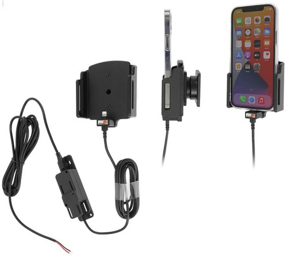 Uchwyt aktywny do stałej instalacji do Apple iPhone 13 w futerale lub bez o wymiarach: 70-83 mm (szer.), 6-10 mm (grubość).