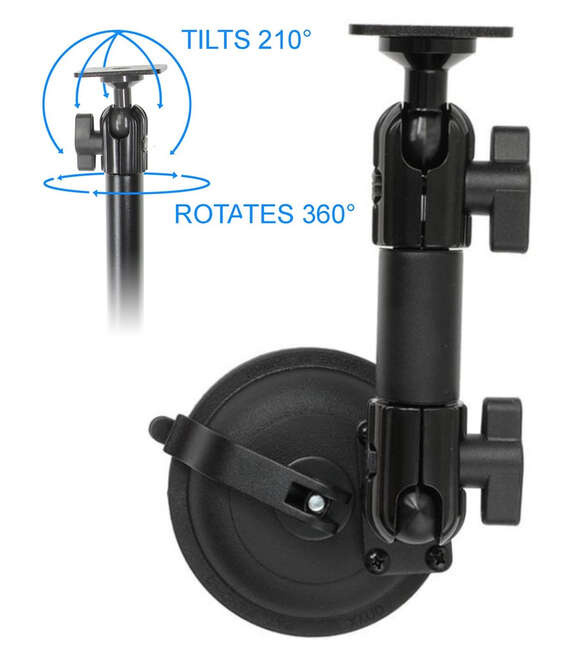 Uchwyt Brodit do samochodu na szybę | przyssawka montażowa o dużej wytrzymałości z ramieniem 190 mm oraz regulacją 360°